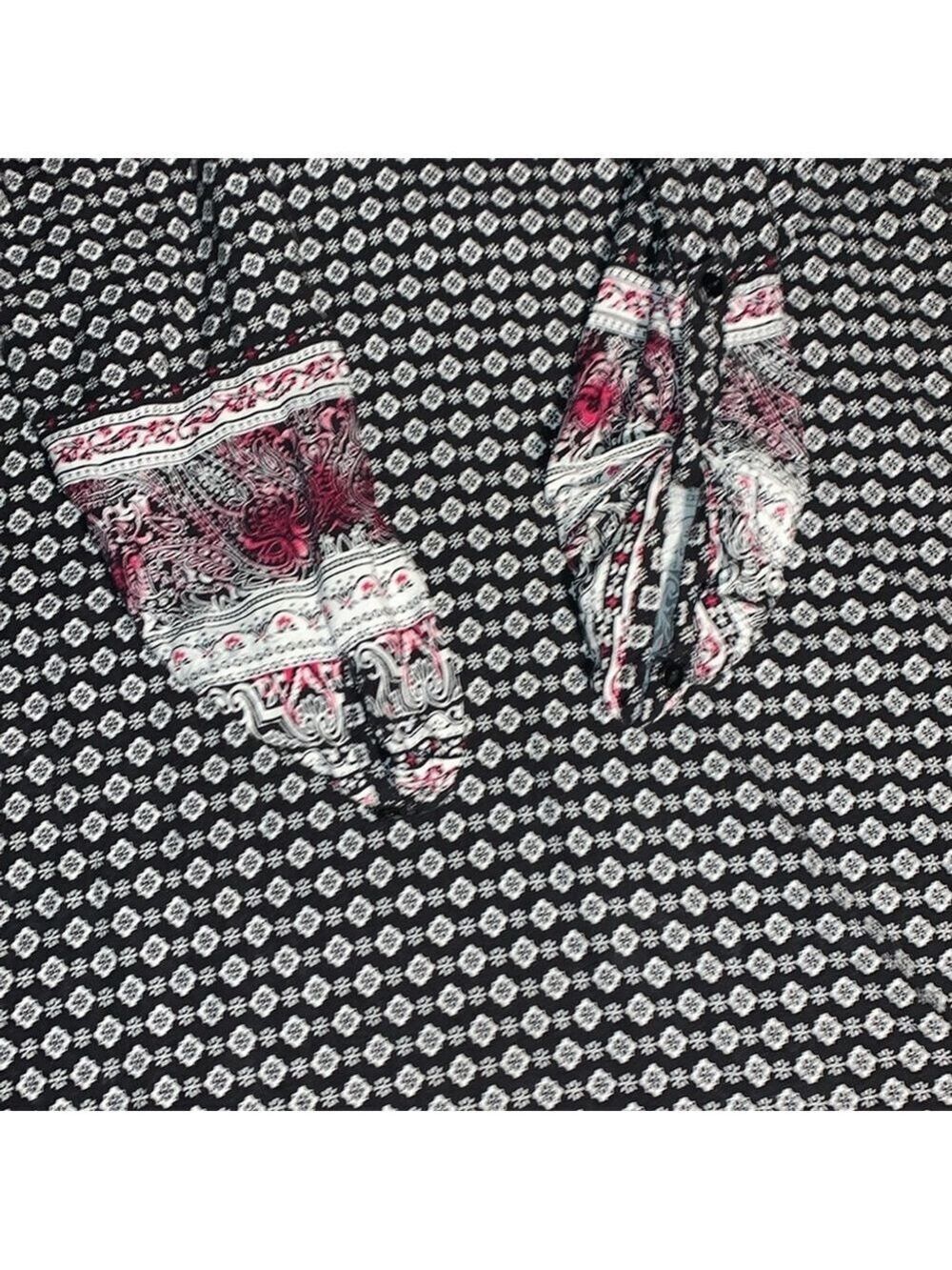 Lily Morgan black white pink patterned tunic style dress v neck XL - Picture 9 of 12